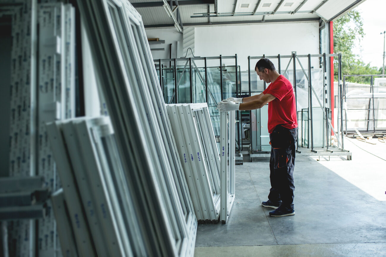 Window manufacturing factory producing new uPVC windows