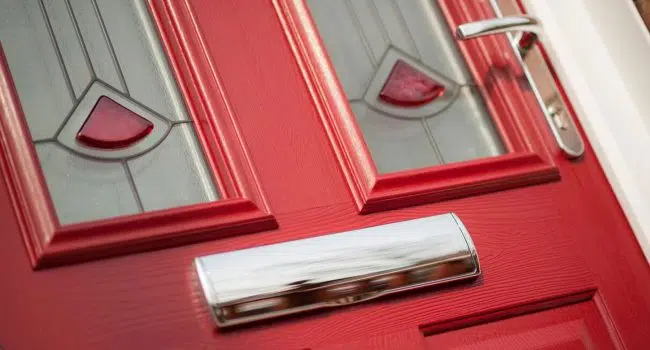 A beutiful red composite front door