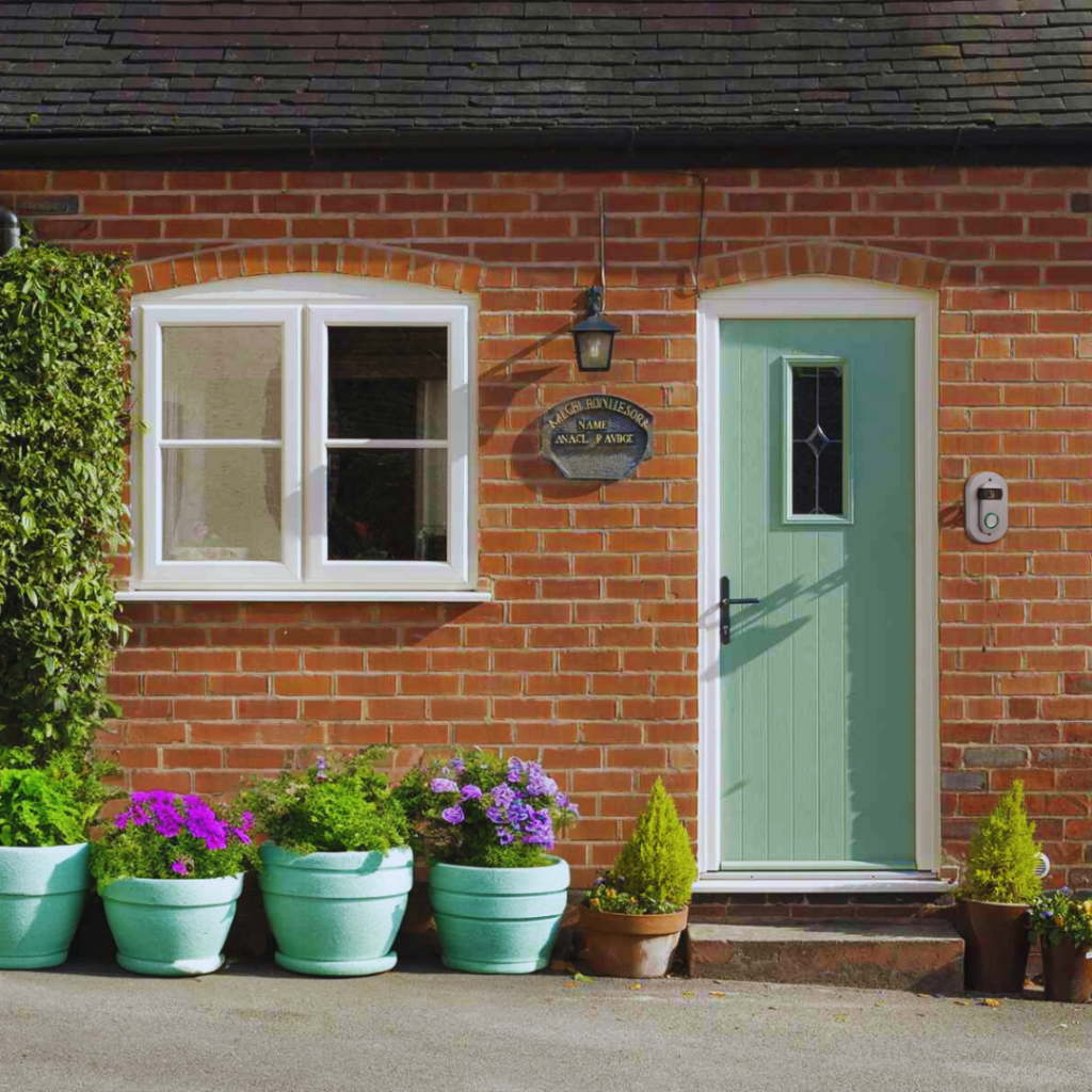 Mint green composite front door